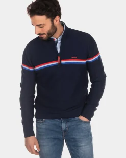 Katoenen trui met halve ritssluiting - Industrial Navy