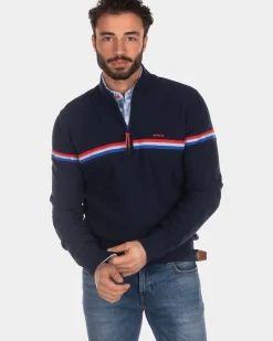 Katoenen trui met halve ritssluiting - Industrial Navy