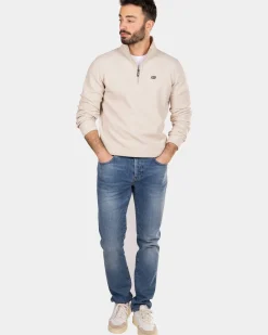 Katoenen trui met rits - Shimmering Sand