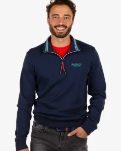 Katoenen trui met rits Urenui - Reef Navy