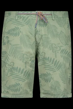 Korte broek met bladprint - Soft Olive
