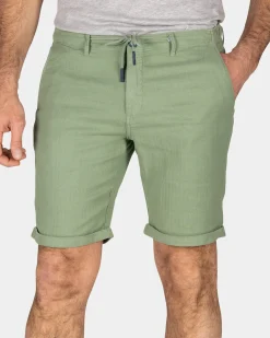 Korte broek van katoen en linnen - Soft Olive