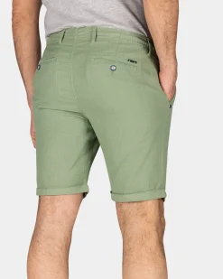 Korte broek van katoen en linnen - Soft Olive