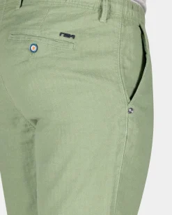 Korte broek van katoen en linnen - Soft Olive