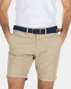 Korte chino met bladerprint - Beach Sand