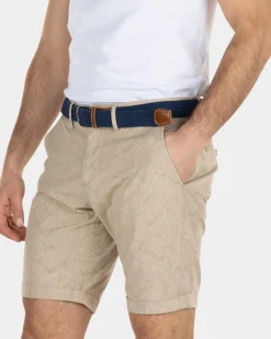 Korte chino met bladerprint - Beach Sand