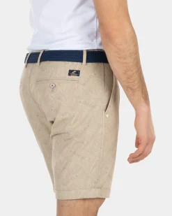 Korte chino met bladerprint - Beach Sand