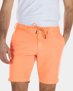 Korte chino van linnen met stretch - High Summer Orange