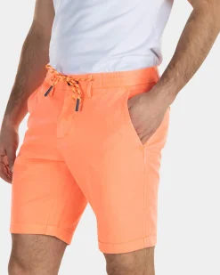 Korte chino van linnen met stretch - High Summer Orange