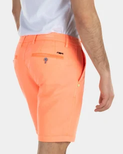 Korte chino van linnen met stretch - High Summer Orange