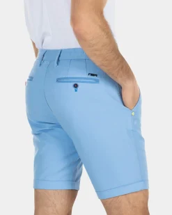 Korte chino van linnen met stretch - Bright Sky
