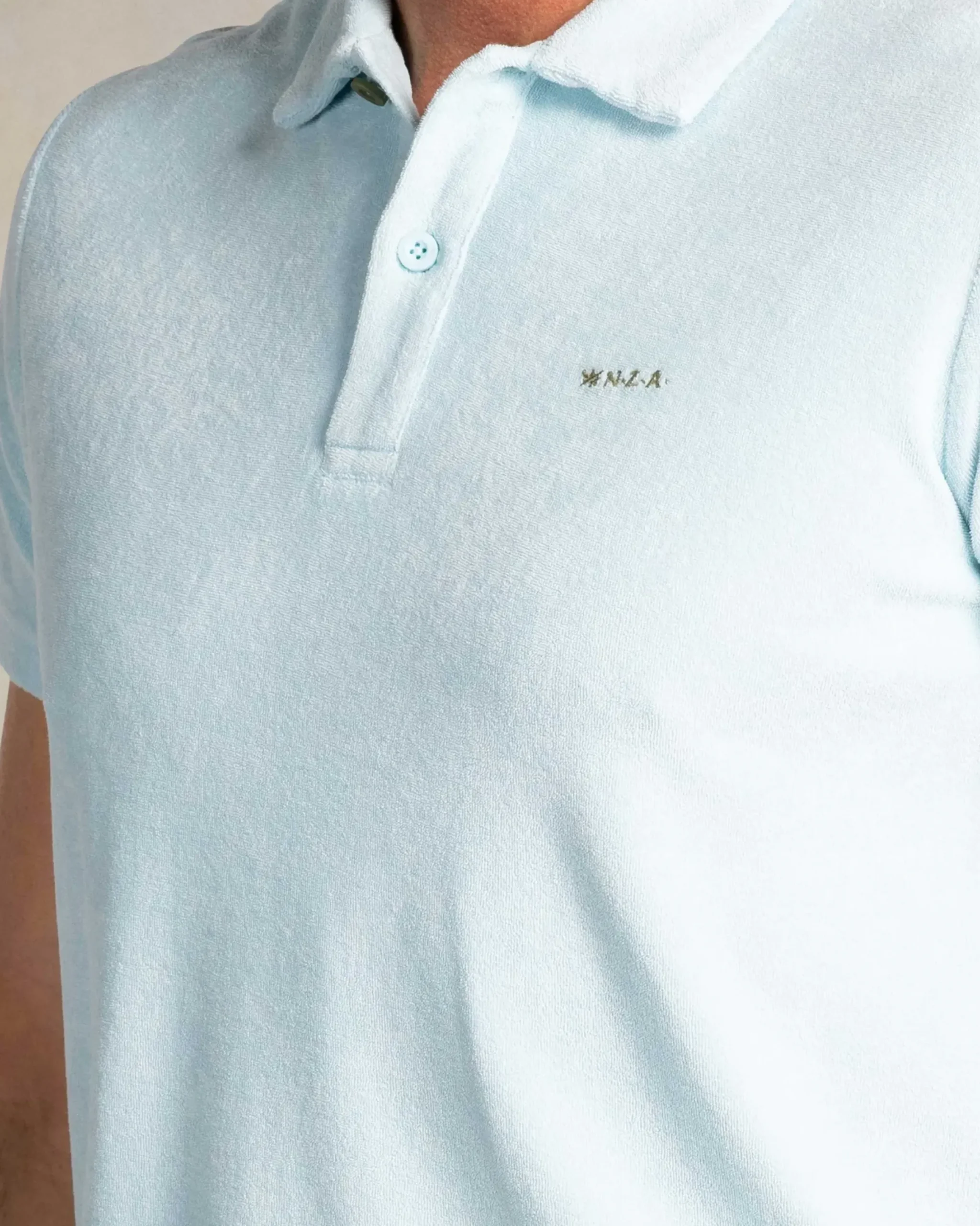 Lichtblauwe badstof polo