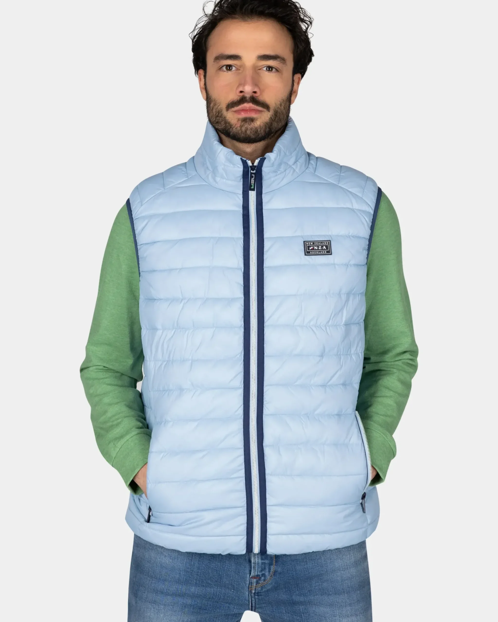 Lichtblauwe bodywarmer