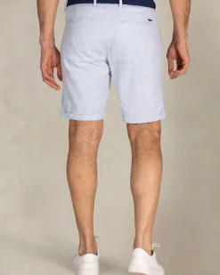 Lichtblauwe chino shorts van katoen met linnen en tencel