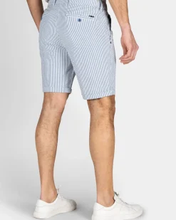 Lichtblauwe gestreepte chino short