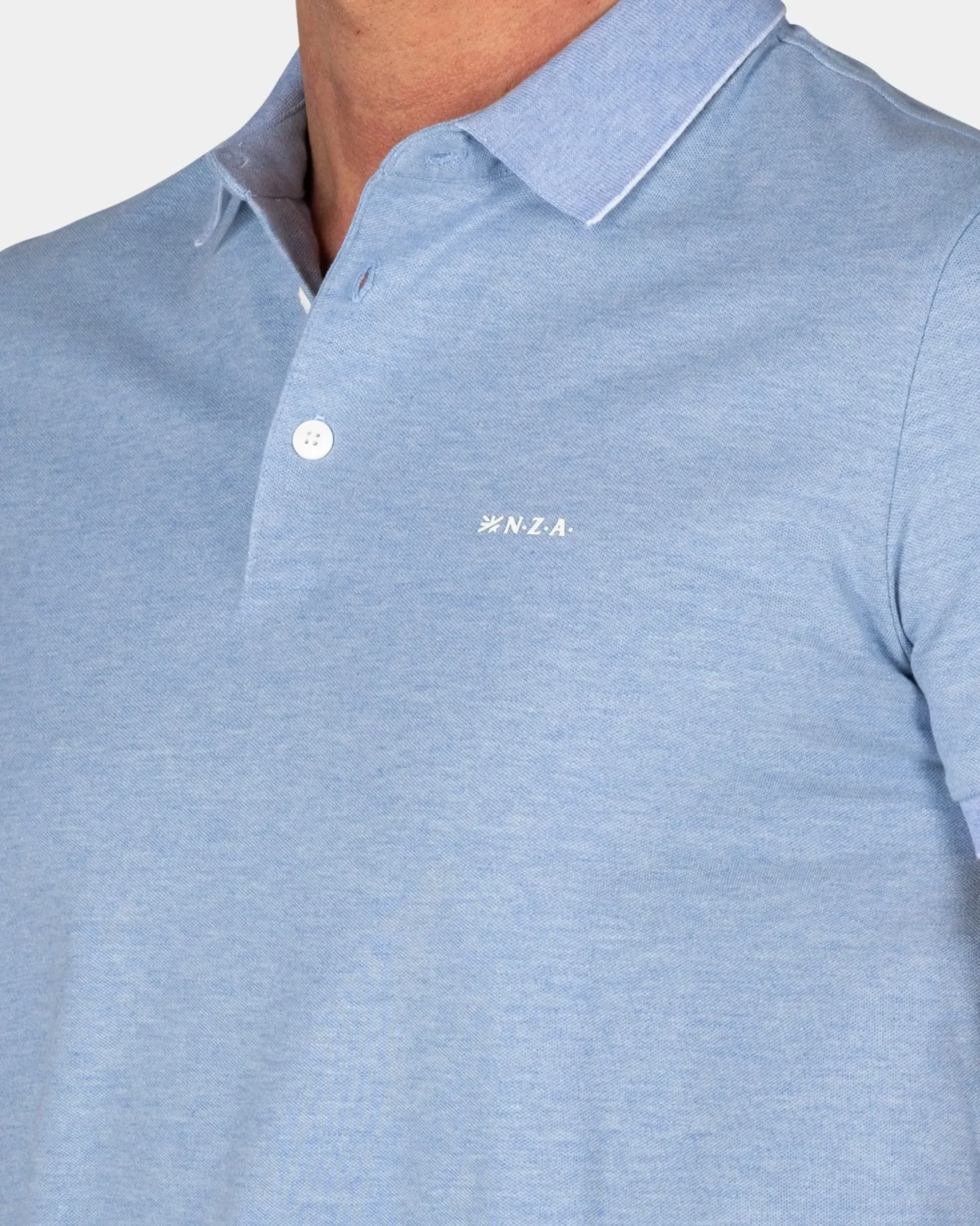 Lichtblauwe katoenen polo