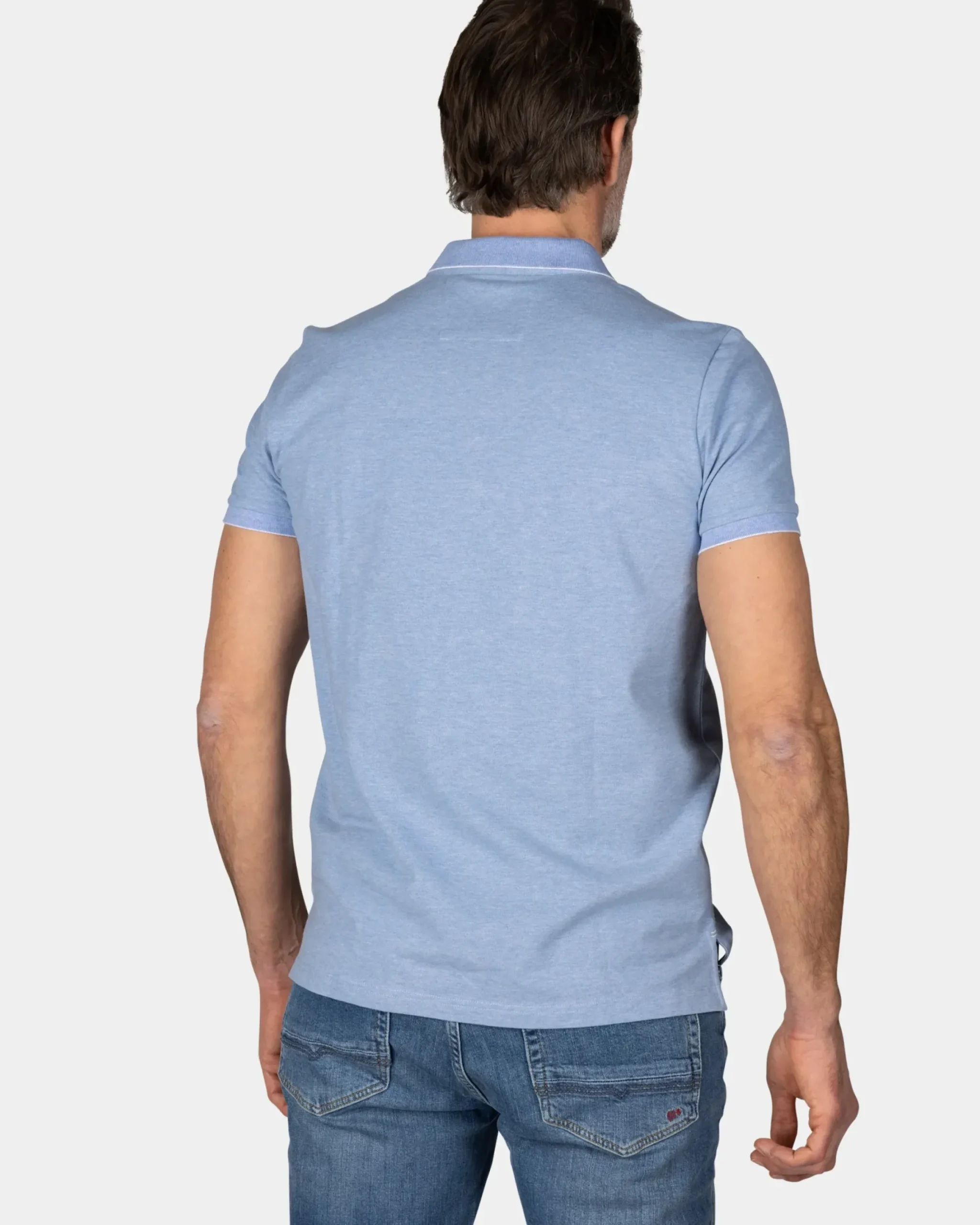 Lichtblauwe katoenen polo