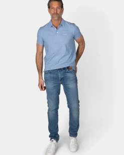 Lichtblauwe katoenen polo