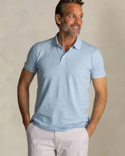 Lichtblauwe katoenen stretchpolo