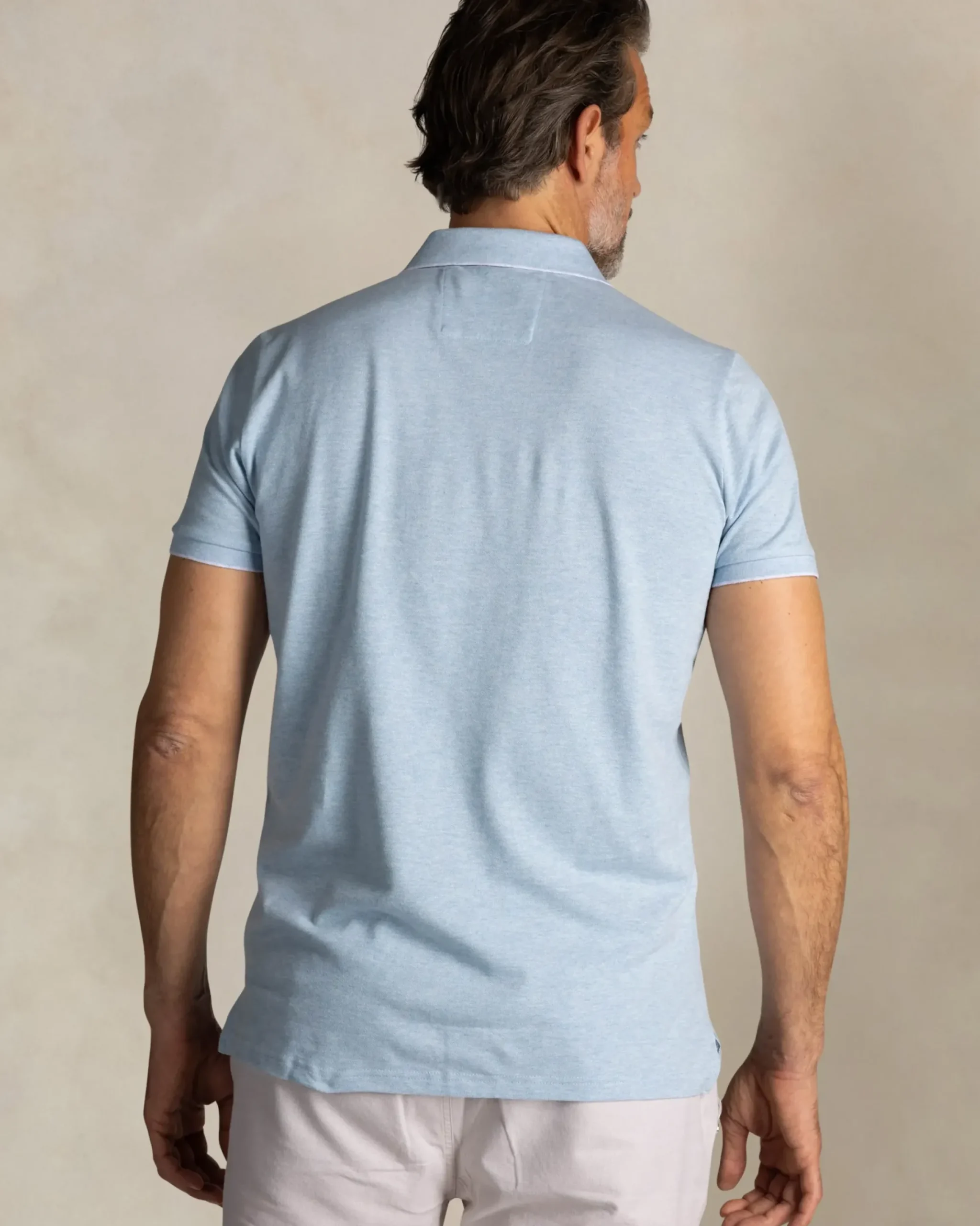 Lichtblauwe katoenen stretchpolo
