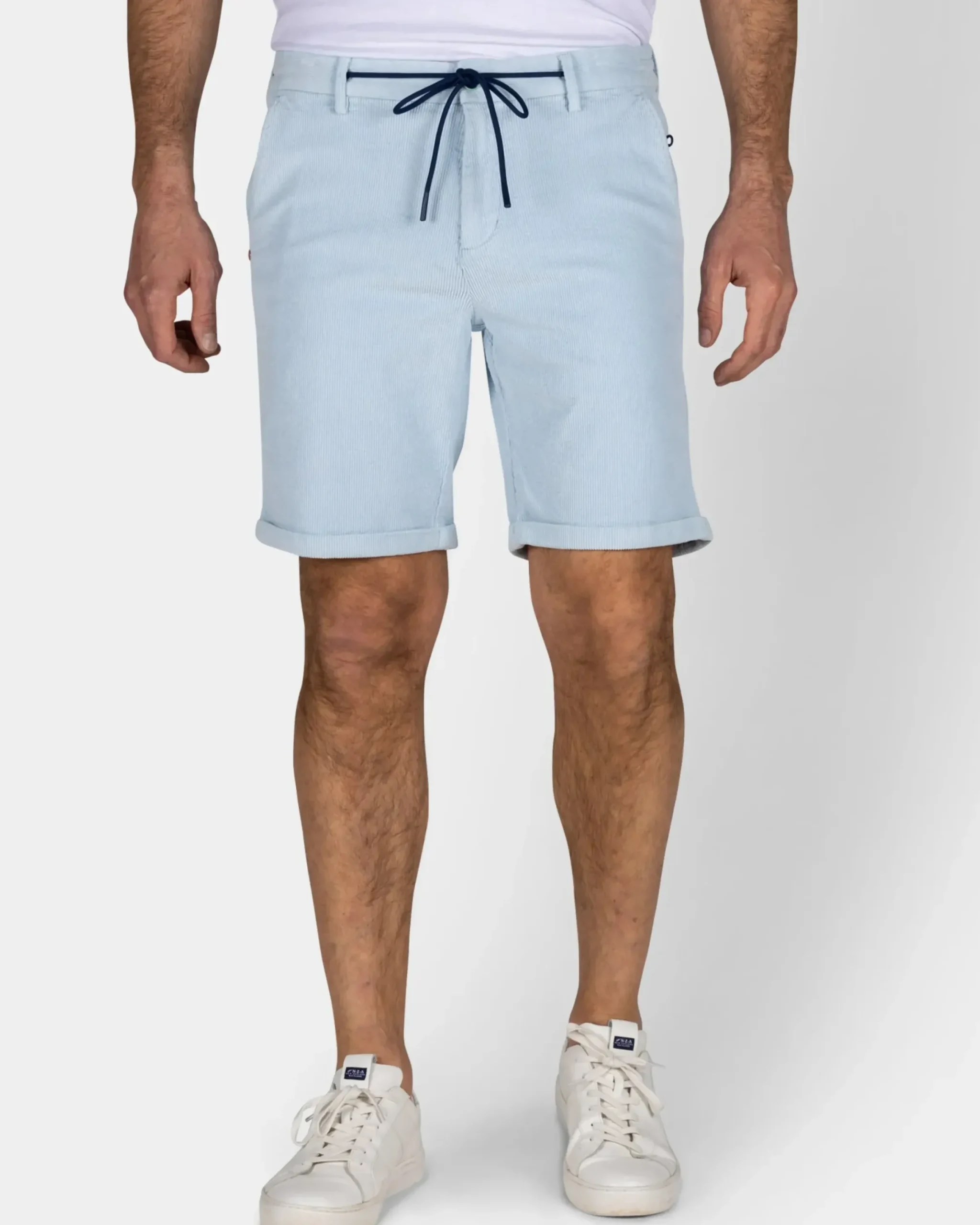 Lichtblauwe korte broek van rib