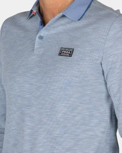 Lichtblauwe longsleeve polo
