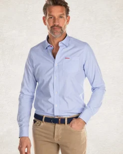 Lichtblauw katoenen overhemd met lange mouwen - liGht Blue
