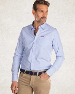 Lichtblauw katoenen overhemd met lange mouwen - liGht Blue