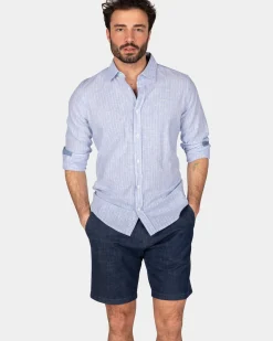 Lichtblauw linnen overhemd - Dusk Navy