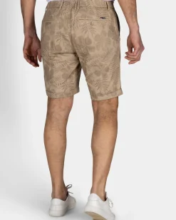 Lichtbruin short met bladprint