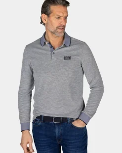 Lichtgrijze longsleeve polo