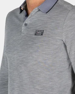 Lichtgrijze longsleeve polo