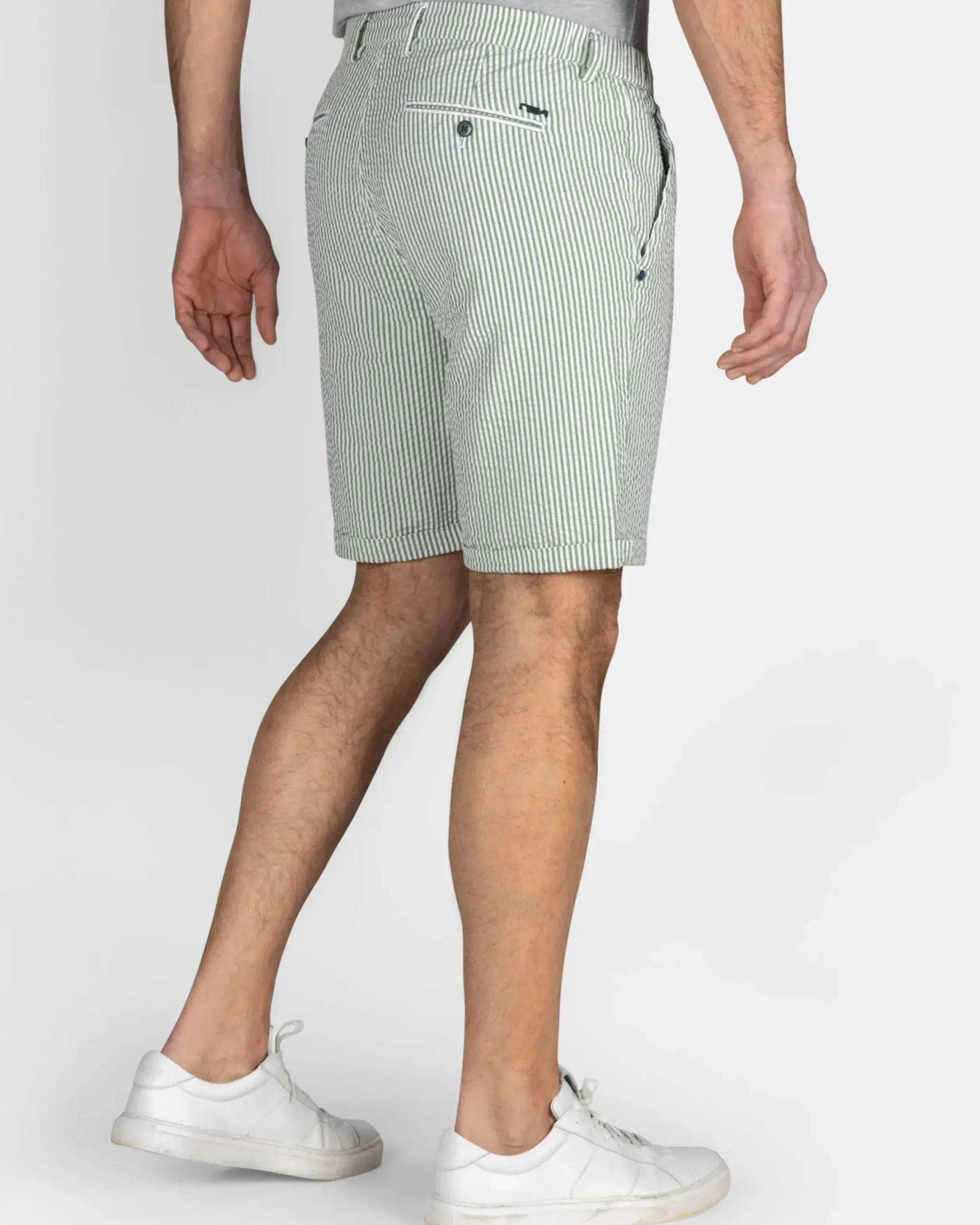 Lichtgroene gestreepte chino short