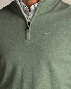 Lichtgroene katoenen half zip