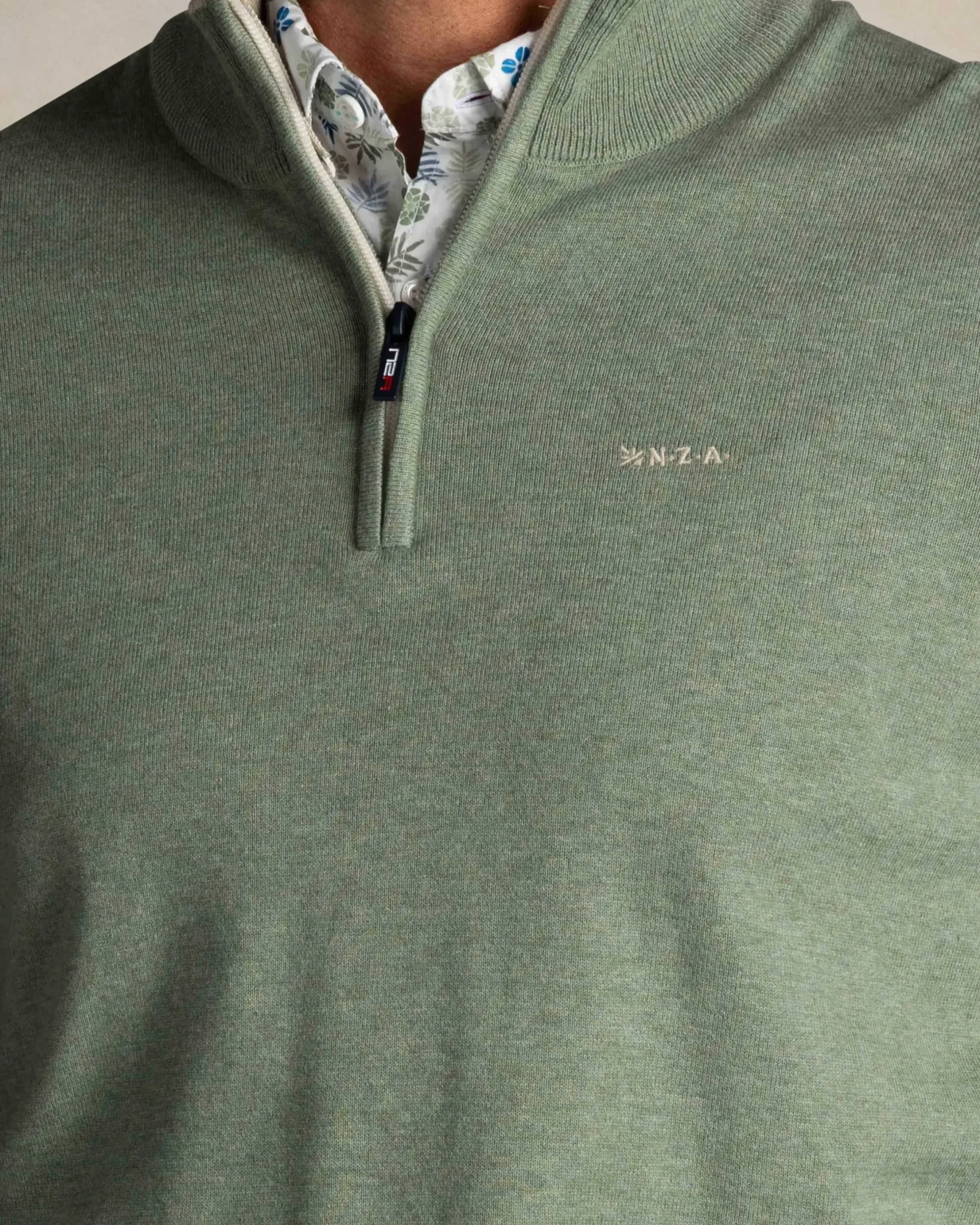 Lichtgroene katoenen half zip