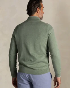 Lichtgroene katoenen half zip