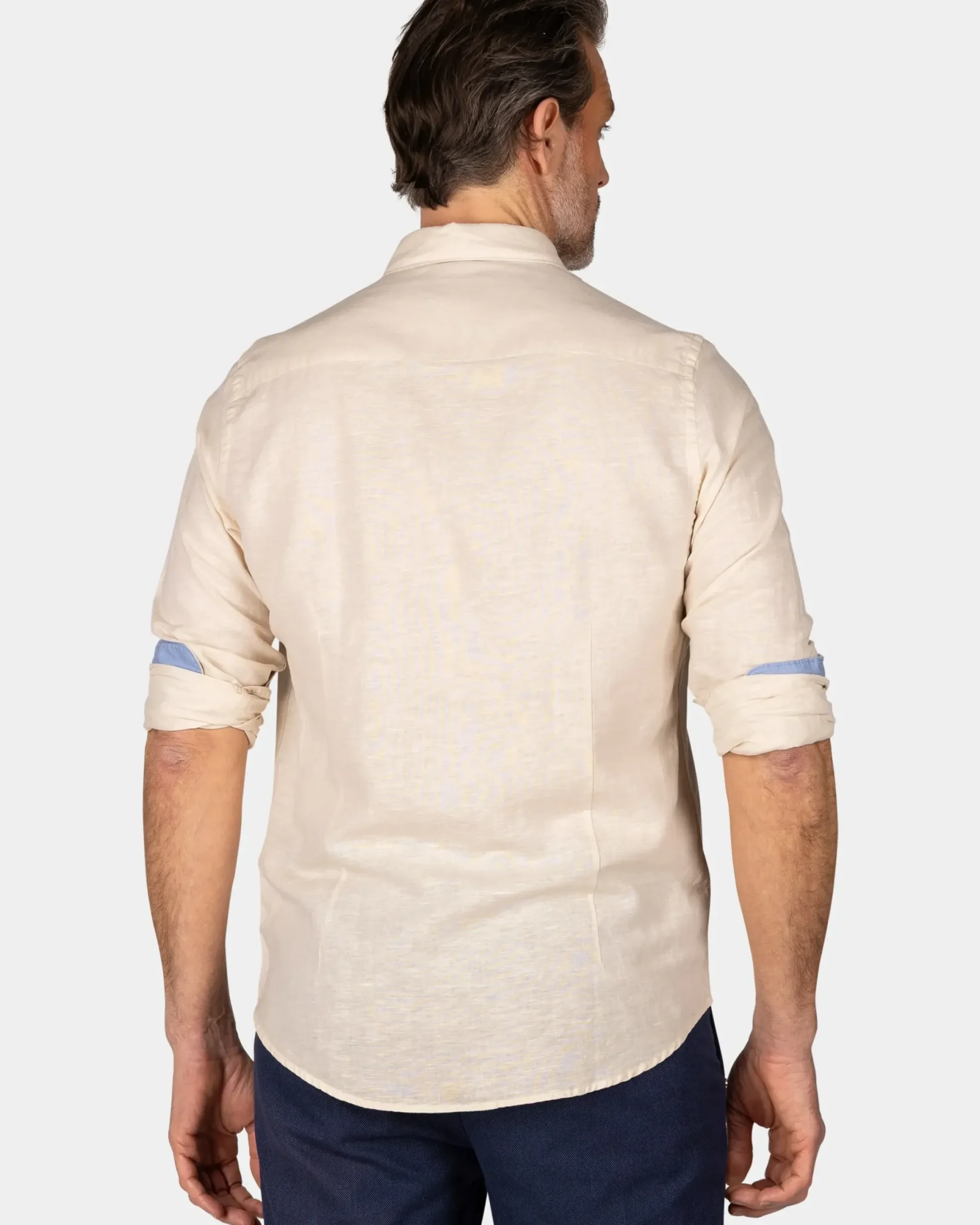 Linnen beige overhemd met lange mouw