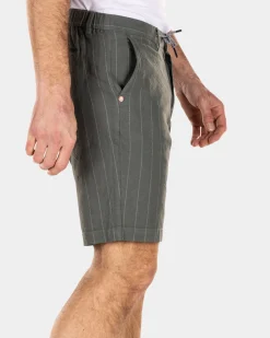 Linnen korte chino - Chalk Green