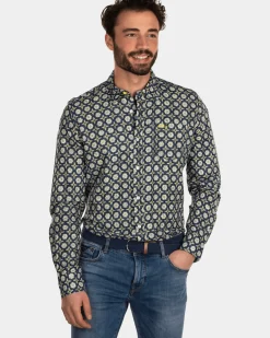 Linnen overhemd met bloemenprint - Country Yellow