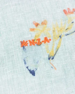 Linnen overhemd met bloemenprint - Amazon Green