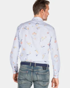 Linnen overhemd met bloemenprint - Rhythm Blue