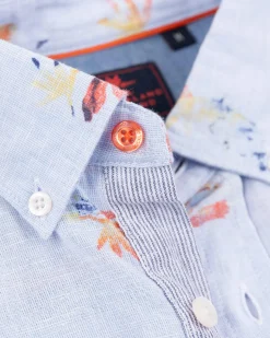 Linnen overhemd met bloemenprint - Rhythm Blue