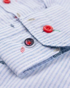 Linnen overhemd met print lichtblauw - Light Blue