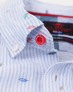Linnen overhemd met print lichtblauw - Light Blue