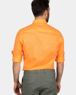 Linnen overhemd met stretch - Fresh Orange