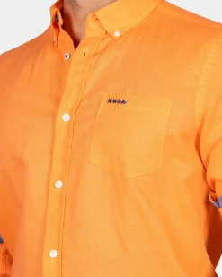 Linnen overhemd met stretch - Fresh Orange