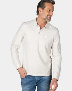 Longsleeve katoenen beige polo