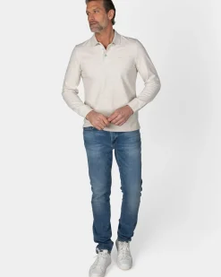 Longsleeve katoenen beige polo