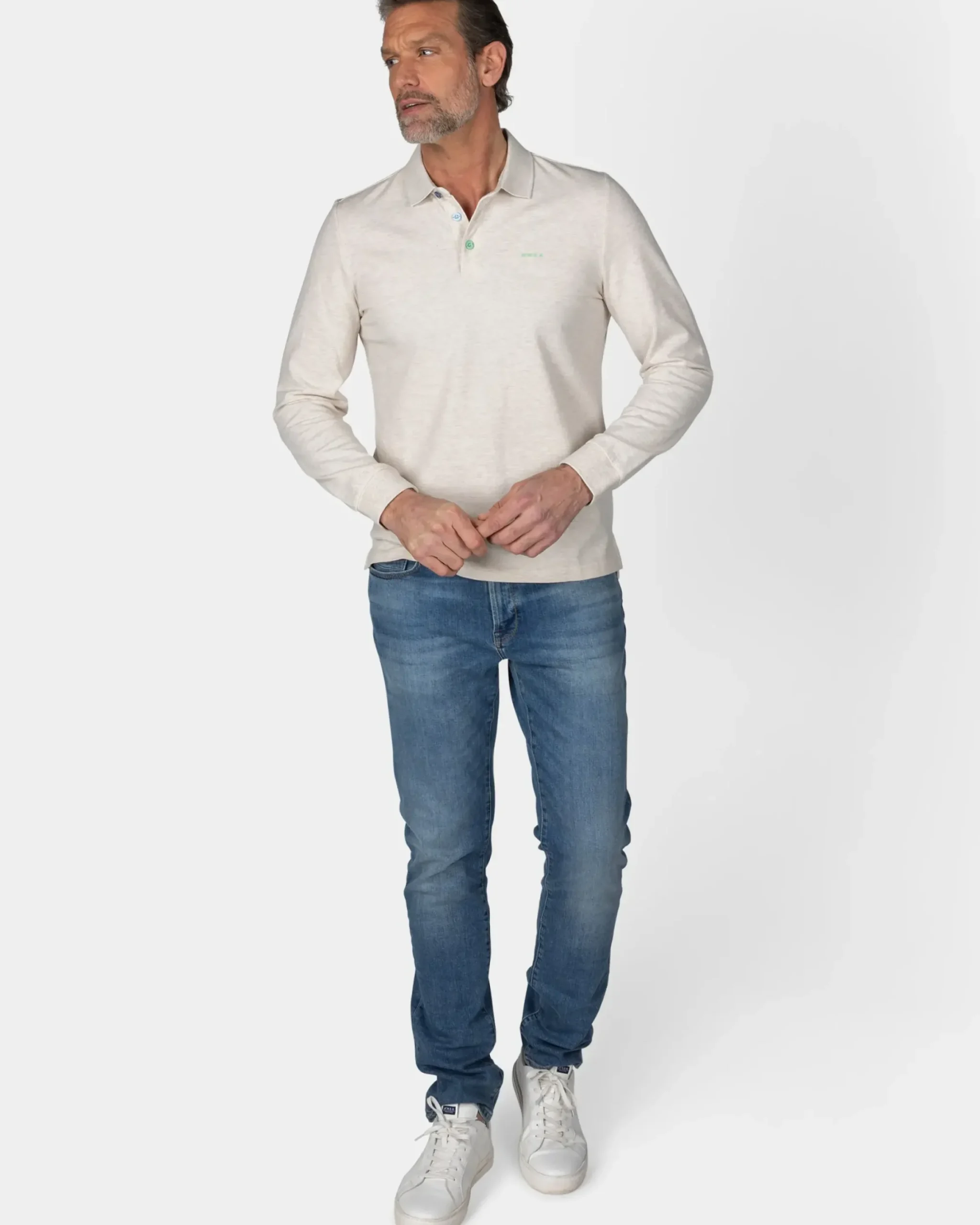 Longsleeve katoenen beige polo