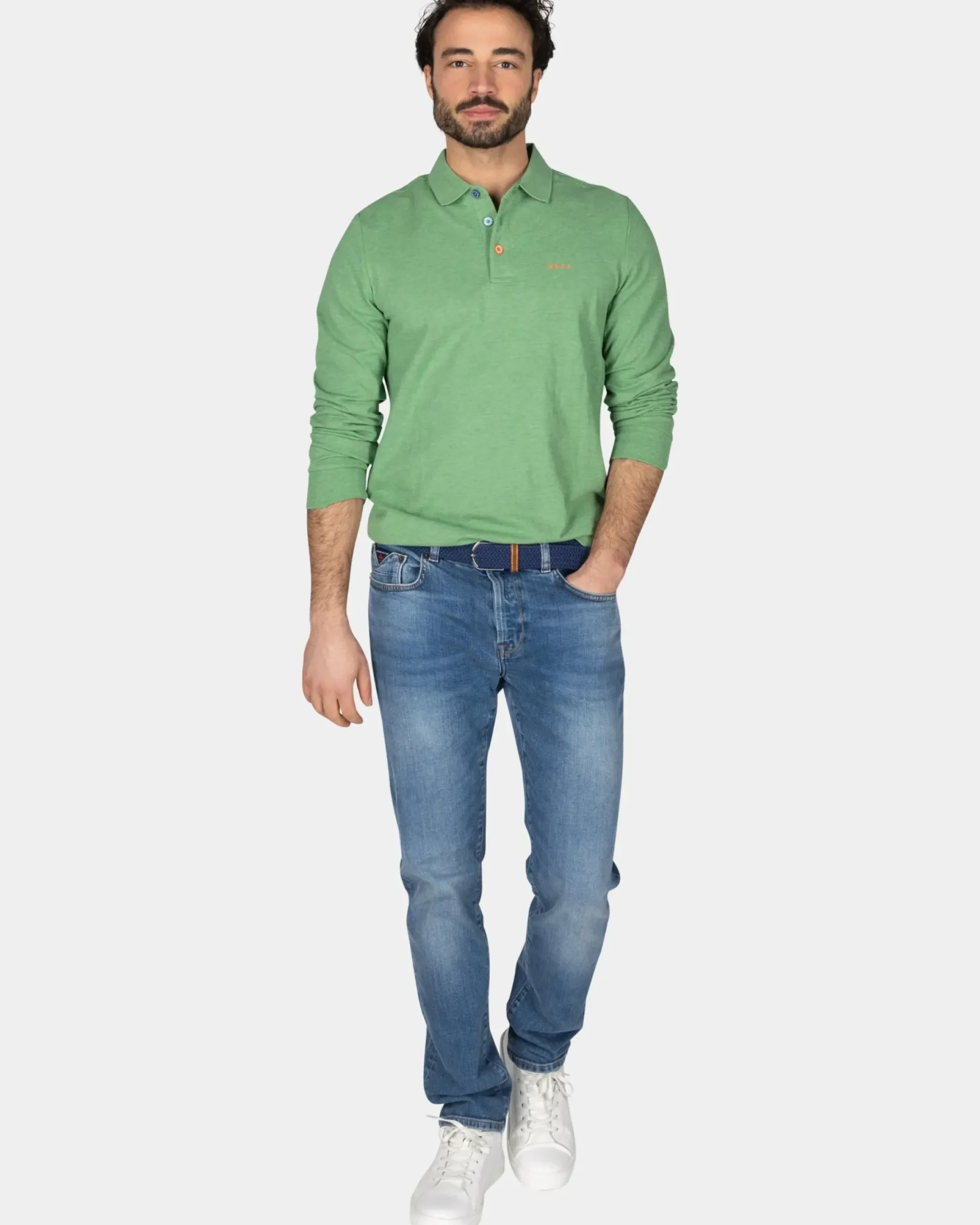 Longsleeve katoenen groene polo